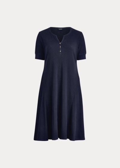 Vestidos Ralph Lauren Mujer Azul Marino - Cotton Fit-and-Flare - VLITJ1279